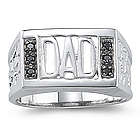 Dad Black Diamond Ring in Silver