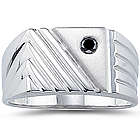 Silver Black Diamond Men's Ring