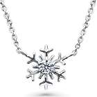 Sterling Silver CZ Snowflake Fashion Pendant Necklace