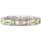 Men's Stainless Steel Bracelet with Diamonds and 24k Gold Accents