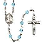 Our Lady of Perpetual Help 6mm Aqua Crystal Bead Rosary