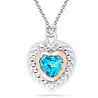 Swiss Blue Topaz Heart Pendant in Gold and Silver