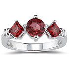 1.80 Ct Red Sapphire Three-Stone Ring in 14K White Gold
