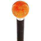 Sparkling Amber Round Knob Cane with Custom Wood Shaft and Collar