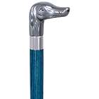 Chrome-Plated Dog Handle Walking Cane with Stained Ash