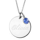 Personalized Dangling Birthstone Silver Round Tag Pendant