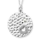 I Wish You Enough Love Sterling Silver Disc Pendant with CZ Heart