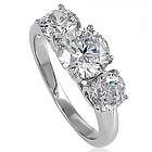 Sterling Silver 3 Round Stone Cubic Zirconia Ring
