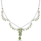 Peridot Beads with Briolette Pendant Necklace in Sterling Silver