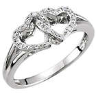 Intertwined Heart Ring in Sterling Silver with Diamonds