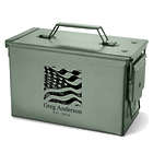 Personalized Metal Ammunition Box with US Flag Design