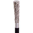 Embossed Elongated Nickel-Plated Handle Cane