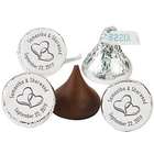 60 Personalized Two Hearts Stickers for Hershey's Kisses