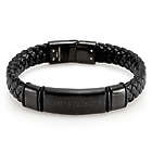 Personalized Coordinate Leather Matte Chisel Black ID Bracelet