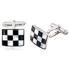 Mother-of-Pearl Checkerboard Cuff Links in Sterling Silver