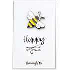 "Bee Happy" Bumble Bee Lapel Pin on Greeting Card