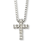 Child's Diamond Cross Necklace in 14kt White Gold