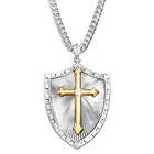 Men's Strength in the Lord Shield Cross and Diamond Pendant