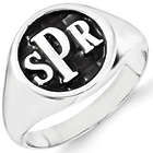 Men's Enameled Monogram Signet Ring in Sterling Silver