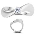 Diamond Solitaire Wave Ring in 14K White Gold