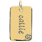 14K Yellow Gold Engraved Mini Dog Tag Pendant