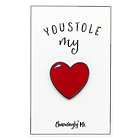 "You Stole My Heart" Enamel Pin on Greeting Card