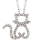 Diamond Cat Necklace in Sterling Silver