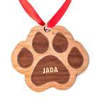 Personalized Wooden Paw Print Holiday Ornament