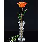 24K Gold Trimmed Preserved Orange Rose in Crystal Vase