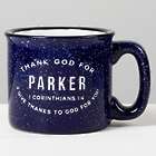 Personalized Thank God for You Campfire Mug in Cobalt Blue