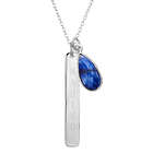 Personalized Vertical Silver Bar Necklace with Birthstone