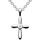 Sterling Silver Girl's Diamond Cross Necklace