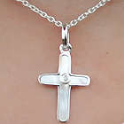 Diamond and Mother of Pearl Girl's Cross Necklace