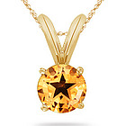 Citrine Solitaire Pendant in 14K Yellow Gold