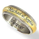 Men's Personalized Stainless Steel and Gold-Tone Spinner Ring