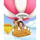 Hot Air Balloon Ride Caricature Print