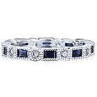 Sterling Silver Sapphire and Cubic Zirconia Eternity Ring