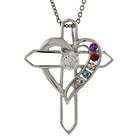 5-Birthstone Heart with Sterling Silver Cross Pendant
