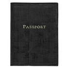 Personalized Passport Holder in Black Embossed Plaid Leather