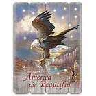 America the Beautiful Eagle with Lights on a Wood Wall Sign