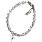 First Communion Sterling Silver Cross Bracelet with Pearls