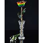 24 Karat Gold Trimmed Rainbow Rose with Crystal Vase