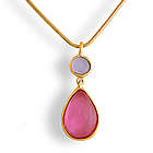 Pink and Lavender Artisan Glass Teardrop Necklace