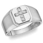 Men's Diamond Cross Ring in Sterling Silver