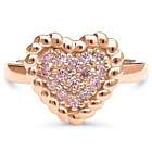 Rose Gold Flashed Heart Cable Stud Ring with Swarovski