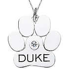 Personalized Sterling Silver Dog Paw Pendant