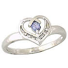14K White Gold Tanzanite and Diamond Heart Ring