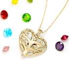 Gold Plated Heart Family Tree 6mm Round Birthstone Locket