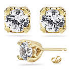 White Sapphire Stud Earrings in 14K Yellow Gold
