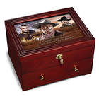 John Wayne Wooden Strongbox with Lock and Key and Movie Art
